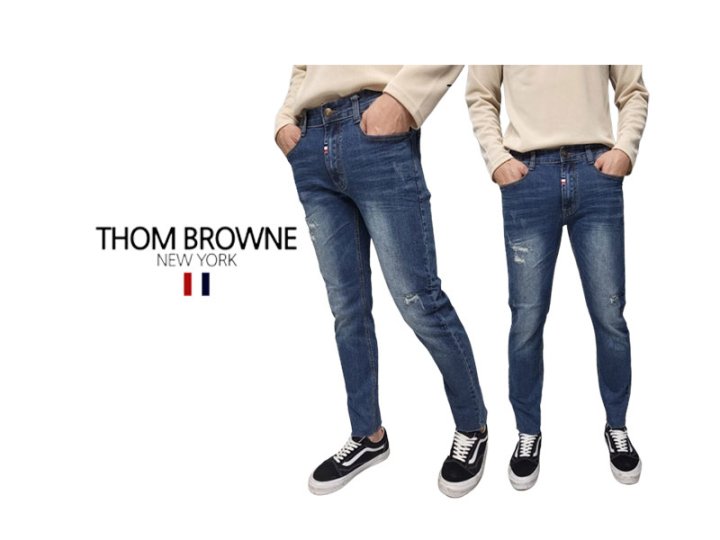 Thom Browne    톰브라운 히든밴딩 슬림 컷팅 청바지