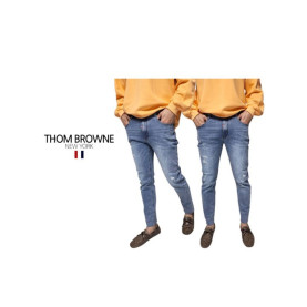 Thom Browne 톰브라운 밑단 컷팅 슬림청바지