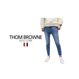 Thom Browne 톰브라운 속밴딩 밑단커팅 청바지