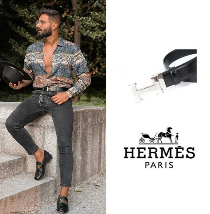 HERMES 에르메스 H실버 벨트