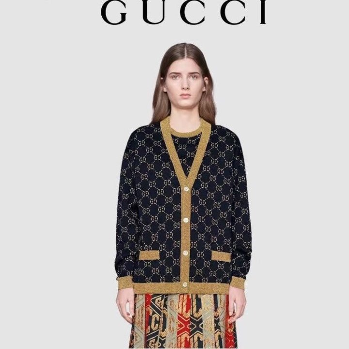 GUCCi 구찌 라인 골드펄 가디건