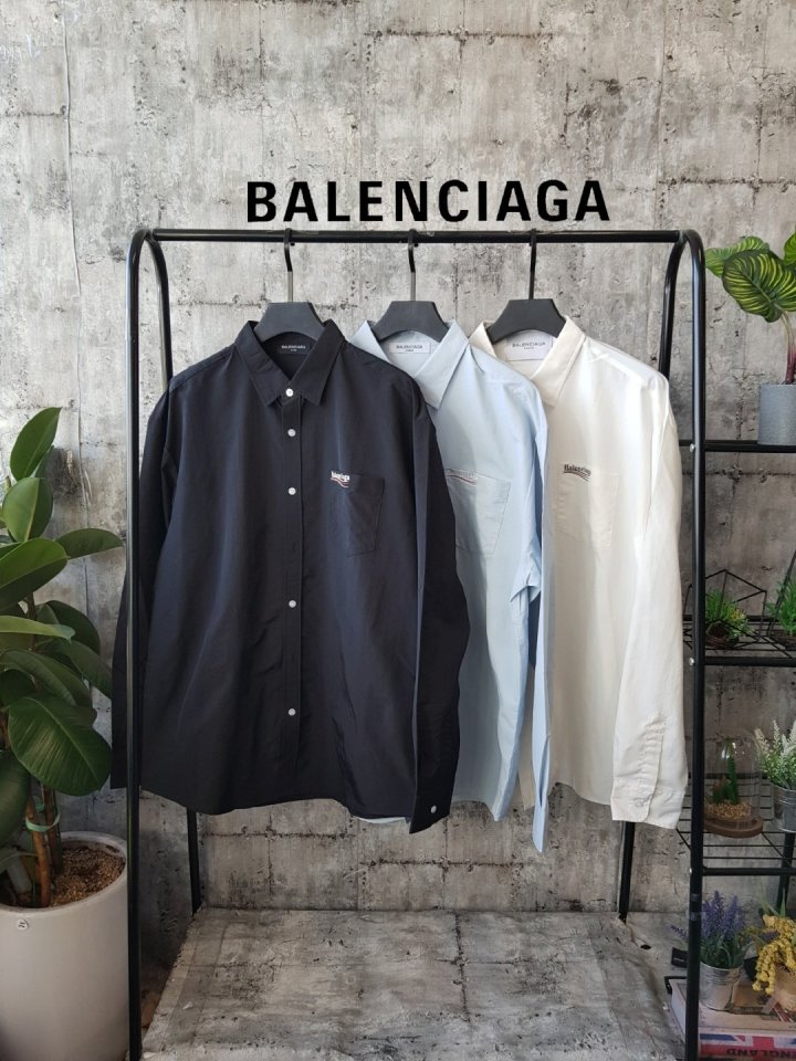 BALENCIAGA 발렌시아가 웨이브로고  러슬 셔츠