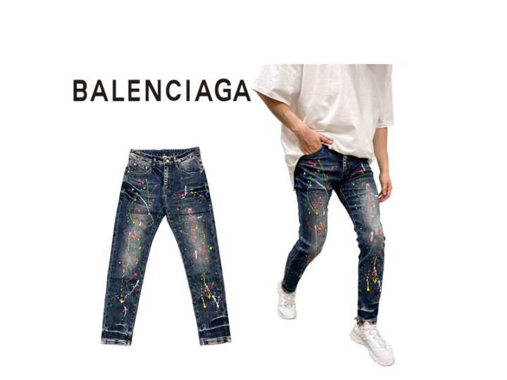 BALENCIAGA  발렌시아가 페인팅 바이커 청바지