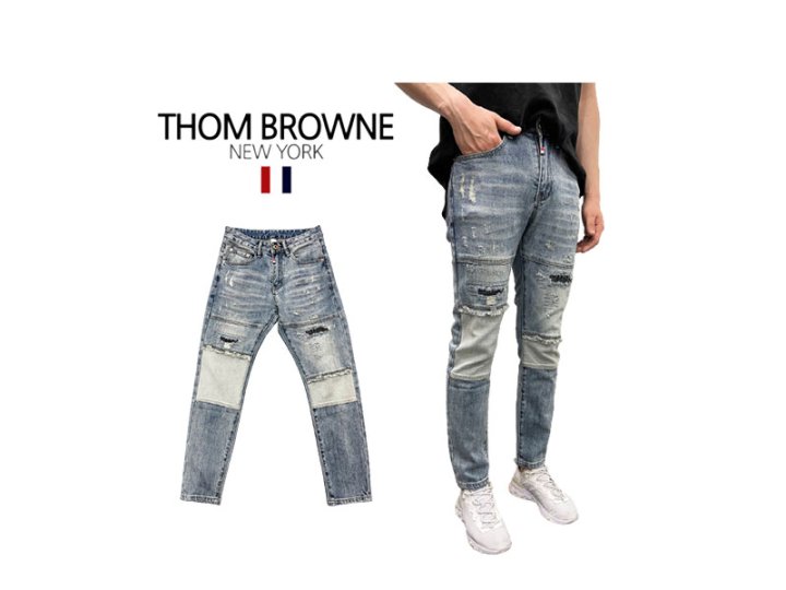 Thom Browne 톰브라운 덧뎀 구제 워싱 청바지