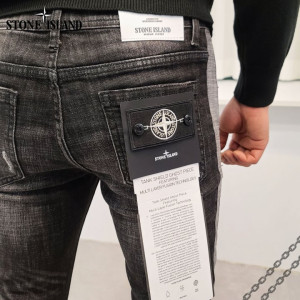 Stone Island 스톤아일랜드 흑백패치 라인 흑 청바지