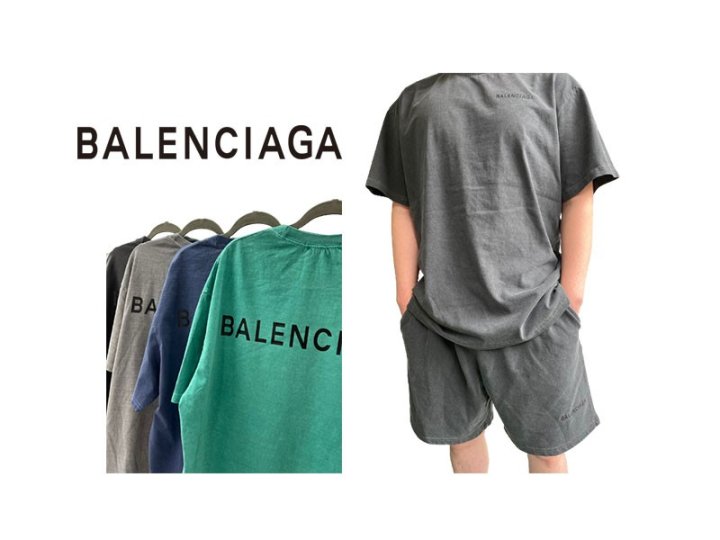 BALENCIAGA  발렌시아기  로고 피그먼트 반팔 세트