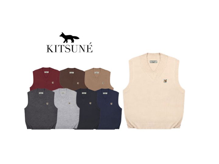 Maison Kitsune 메종키츠네 오버핏 브이넥 니트 조끼