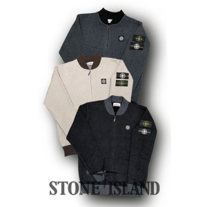 Stone Island 스톤아일랜드 스몰패치 2way 와팬 캐시 니트 집업 퍼트리밍 MA-1 블루종 [스텐다드]