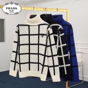 PRADA 프라다 가슴패치 사각체크 폴라 니트