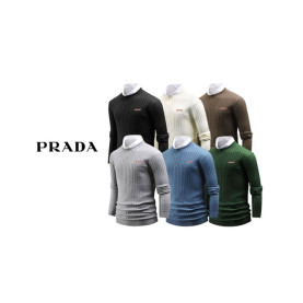 PRADA 프라다 레드라인 골지 라운드 니트