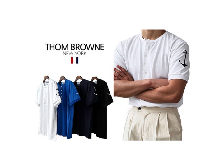 Thom Browne 톰브라운 PK 헨리넥 반팔 (앵커자수)