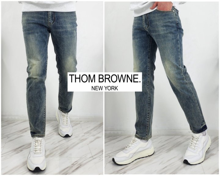 Thom Browne 톰브라운 블루라벨 워싱 그레이 데님진