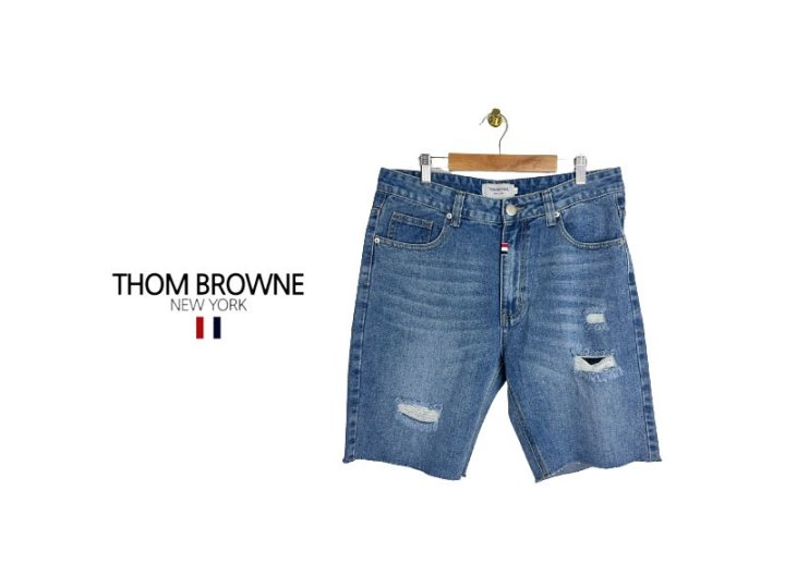 Thom Browne  톰브라운 구제 밑단커팅 데님 반바지