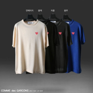 Comme des Garcons 꼼데가르송 비치 레드패치 라운드 니트반팔