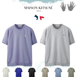 Maison Kitsune 메종키츠네 뉴 린넨 라운드 반팔 니트