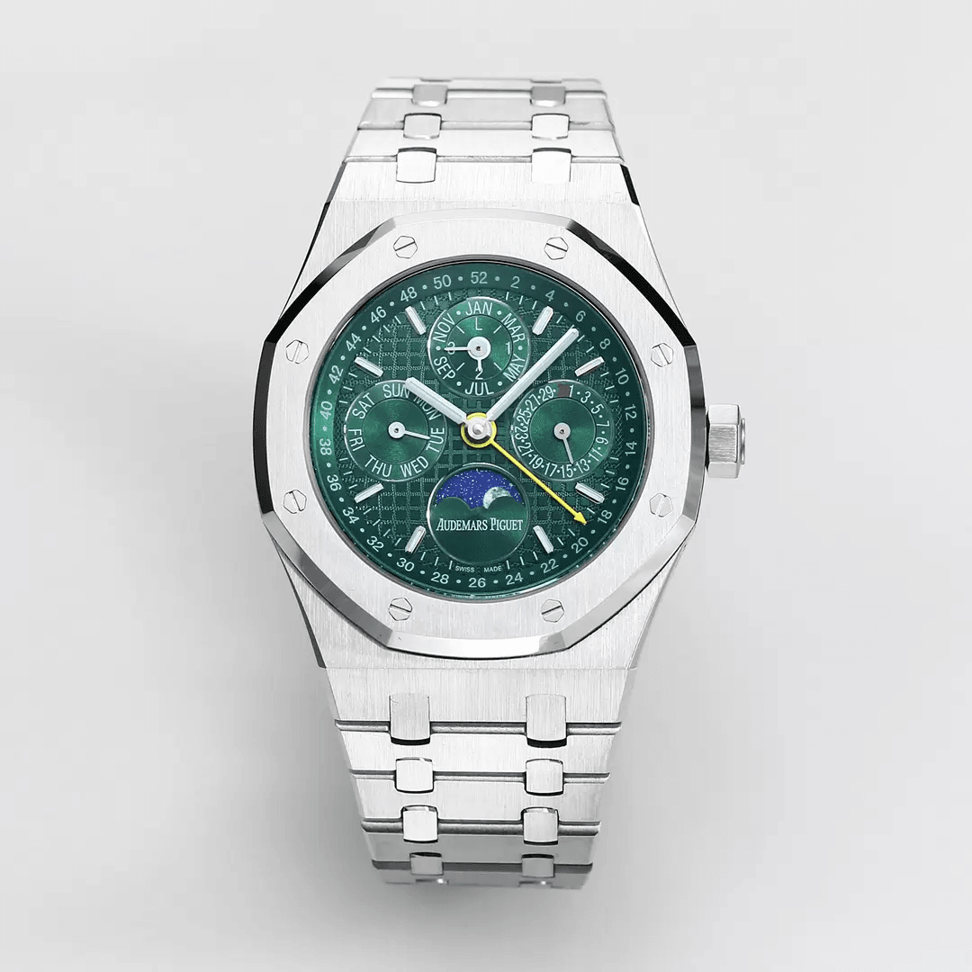 AUDEMARS PIGUET 오데마피게 로얄오크 퍼페츄얼 그린 다이얼 스틸 26574