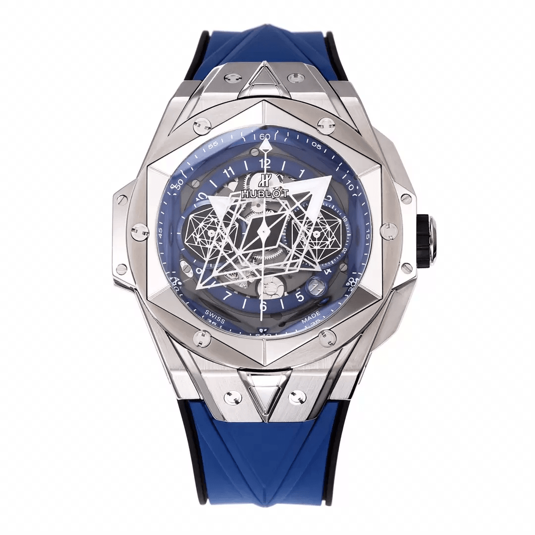 HUBLOT 위블로 빅뱅 상 블루 킹 크로노 실버 블루 스트랩 418.NX.1107.RX.MXM1