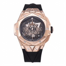 HUBLOT 위블로 빅뱅 상 블루 킹 크로노 골드 블랙 스트랩 418.OX.1108.RX.MXM19