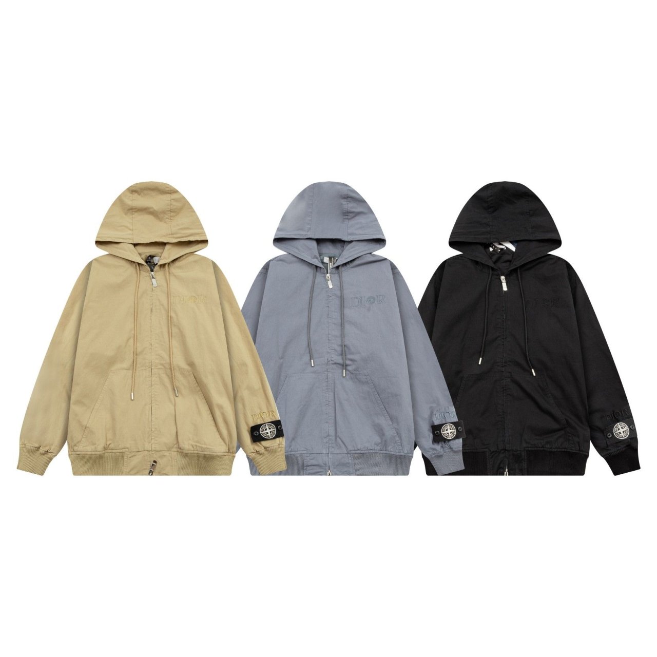 DIOR X STONE ISLAND 디올 X 스톤아일랜드 엠브로이더드 워싱 코튼 후드집업