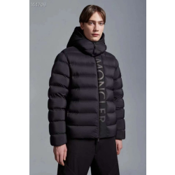 MONCLER 몽클레어 뉴 블랙 사무라이 모자 탈부착 가능 도어 플랩 야광 로고 화이트 구스다운