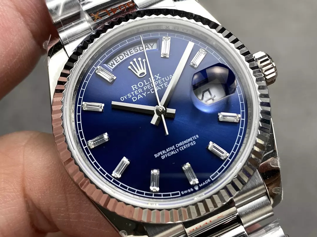 ROLEX 로렉스 데이데이트 청판 다이아 다이얼 화이트 골드 금통 10P 36mm