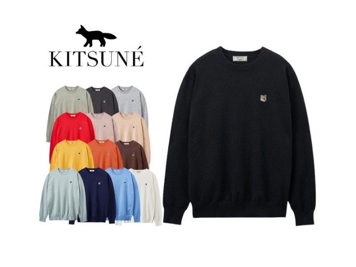 MAISON KITSUNE 메종키츠네 헤드폭스 캐시미어 라운드니트