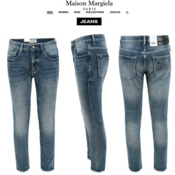 MAISON MARGIELA 메종마르지엘라 가죽패치 로고 슬림 일자진