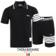 THOM BROWNE 톰브라운 화이트 시보리 오픈 카라 반팔 & 반바지 세트