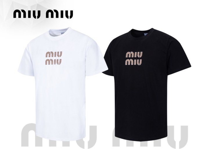 MIUMIU 미우미우 브라운 마크 CP 30 수 반팔
