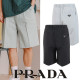 PRADA 프라다 스틸로고 핀턱 우븐 하프팬츠