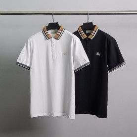 BURBERRY 버버리 체크카라 기사자수 반팔 카라티