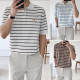 MAISON KITSUNE 메종키츠네 폭스헤드 스트라이프 카라니트