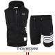 THOM BROWNE 톰브라운 사이드 4바 민소매 후드집업 & 반바지 세트