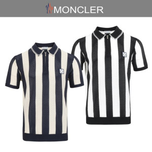 MONCLER 몽클레어 로고 스트라이프 반집업 쿨링 메쉬탑