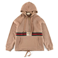 GUCCI 구찌 웹 앤 라벨 하프 집업 스웨트 셔츠