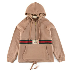 GUCCI 구찌 웹 앤 라벨 하프 집업 스웨트 셔츠