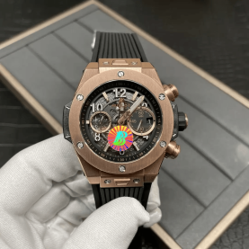 HUBLOT 위블로 빅뱅 크로노그래프 로즈골드 블랙 러버 스트랩 42mm 421.OX.1170.RX