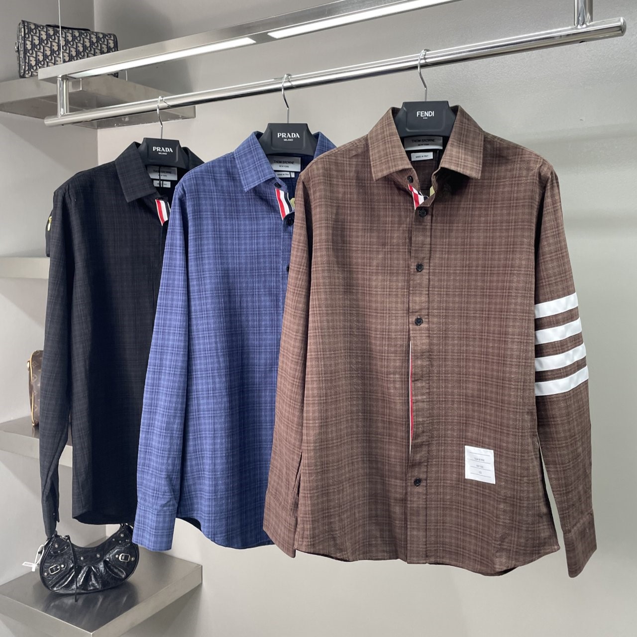 THOM BROWNE 톰브라운 체크 사선 셔츠