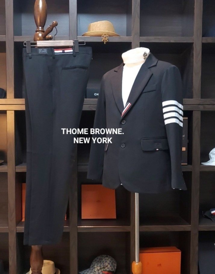 THOM BROWNE 톰브라운 블랙 모던 뉴욕 삼선 슈트 셋트
