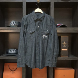 CHROME HEARTS 크롬하츠 카라 메탈스터드 워싱 데님 청 셔츠