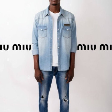 MIUMIU 미우미우 시그니처 워싱 연청 데님셔츠