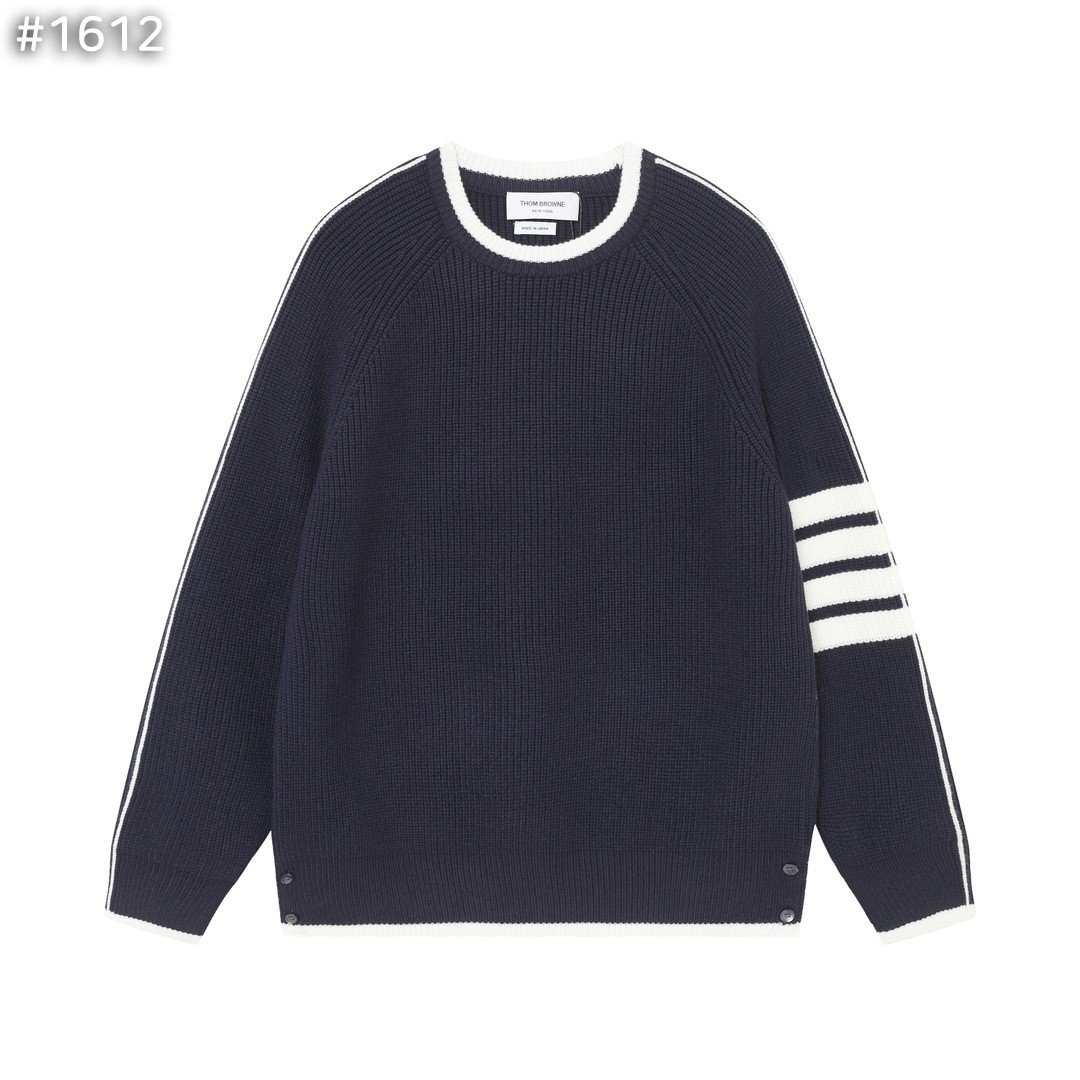 ●10월 판매 2위● THOM BROWNE 톰브라운 4바 울 배색 라운드 니트 2COLOR