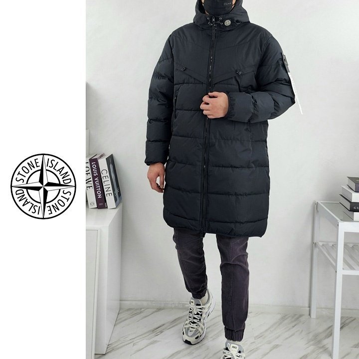 STONE ISLAND 스톤아일랜드 와펜 로고 크링 클랩스 롱패딩
