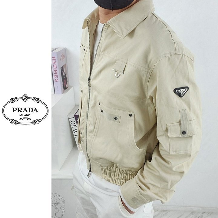 PRADA 프라다 삼각 로고 남성 코튼 자켓