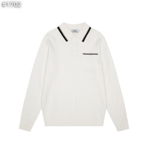 HERMES 에르메스 카라 배색 골지 니트