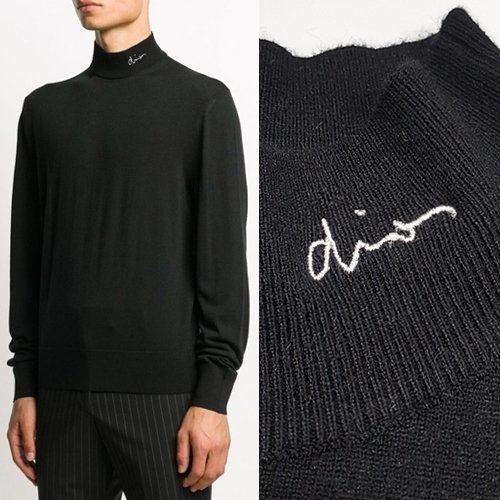 DIOR 디올 자수로고 하프넥 니트