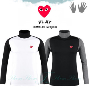 COMME DES GARCONS 꼼데가르송 배색 기모 하프 폴라