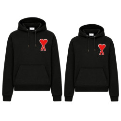 AMI 아미 레드 빅패치 후드티