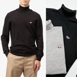 MAISON KITSUNE 메종키츠네 트리컬러 터틀넥 니트