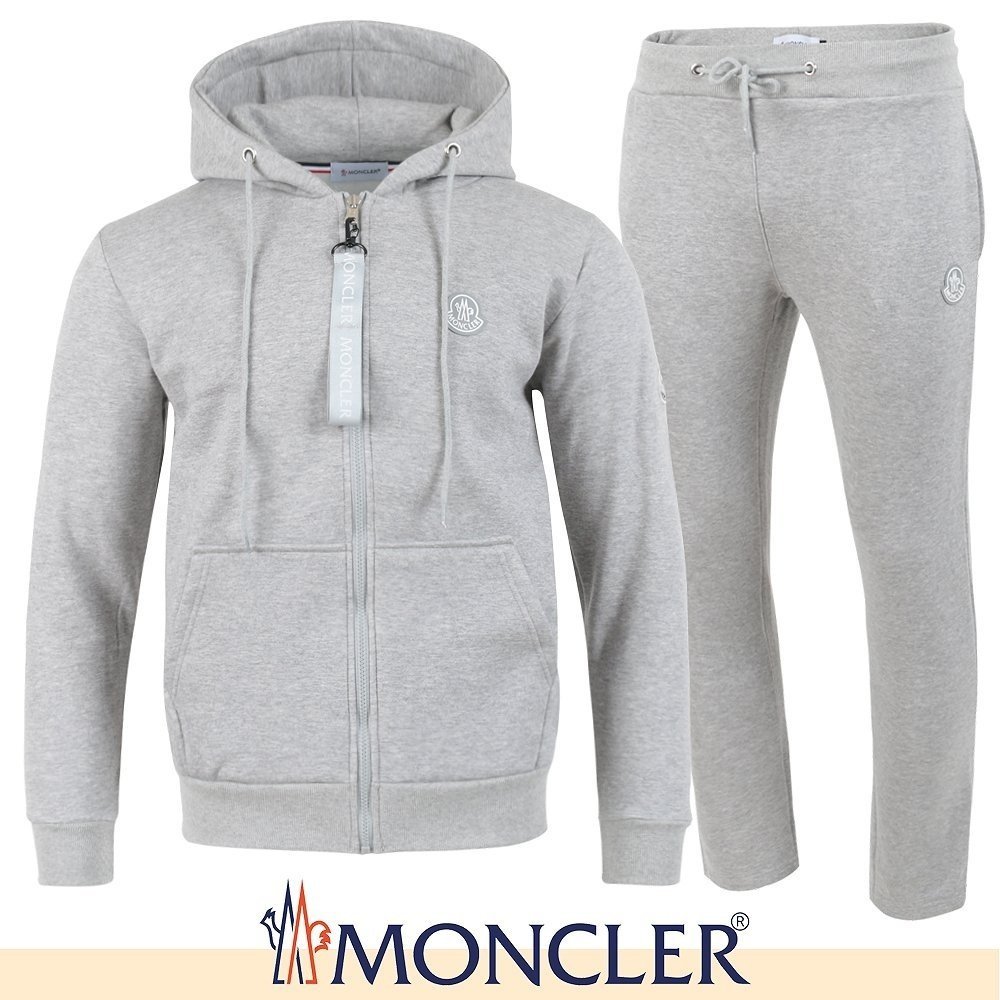 MONCLER 몽클레어 실버 로고 후드집업 셋업
